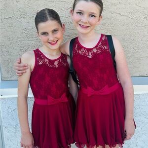 Grace Burgundy Lace Kids Dance Costume Recital leotard Child Sz Large